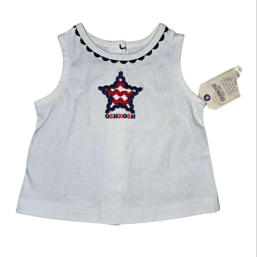 Baby Girl OshKosh B'gosh Blue Navy Red Star Tank  6 9 mo Nwt Summer Cute Vtg